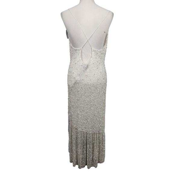 Retrofete Marley Sequin Maxi Dress In White Size Large NWT Draped Neckline - Picture 7 of 14